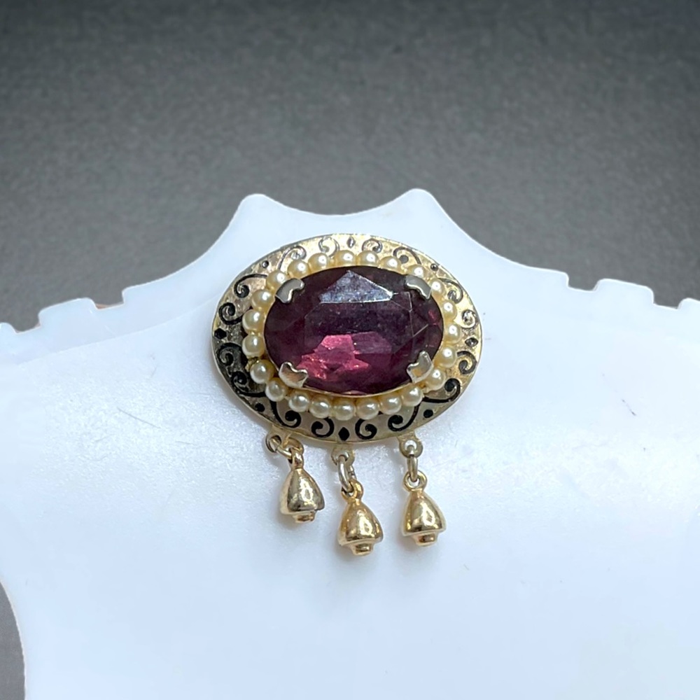 🌺Vintage Art Nouveau Amethyst Brooch - Picture 2 of 10
